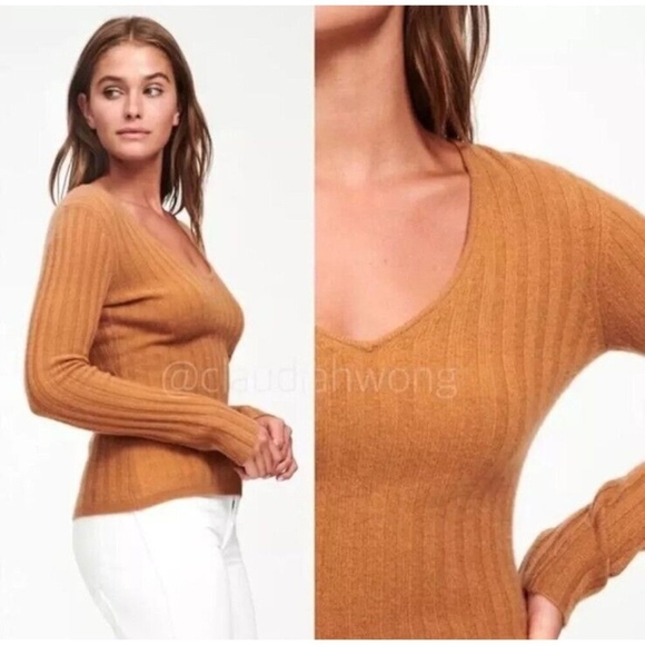 naadam women's sweater size XS long sleeve knit cashmere camel brown - Picture 8 of 8
